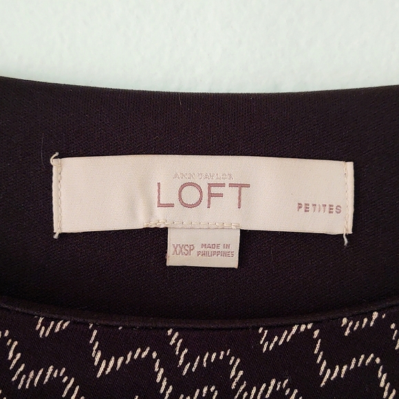 LOFT Black w/ White Pattern Cocktail Sheath Dress - Picture 3 of 4